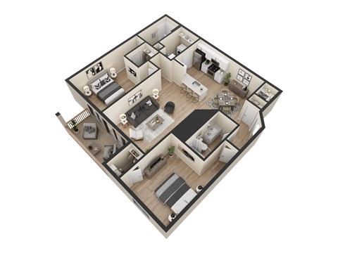 Floor plan for 2 beds, 2 baths, 1108 sqft